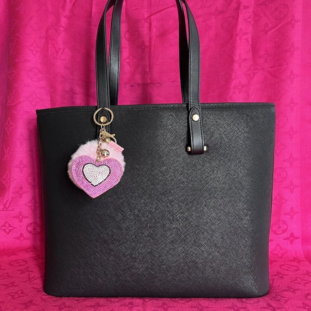 Black Tote Handbag Purse Bolso Keychain Tote Bolso Negro Shoulder Bag Large